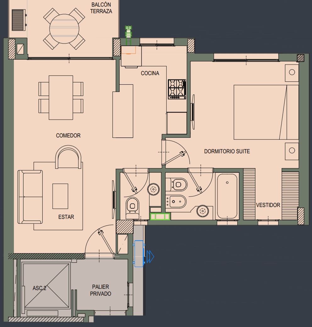 Plano 55m²
