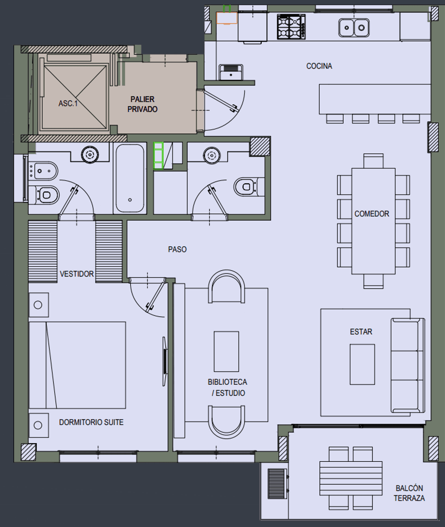 Plano 76m²